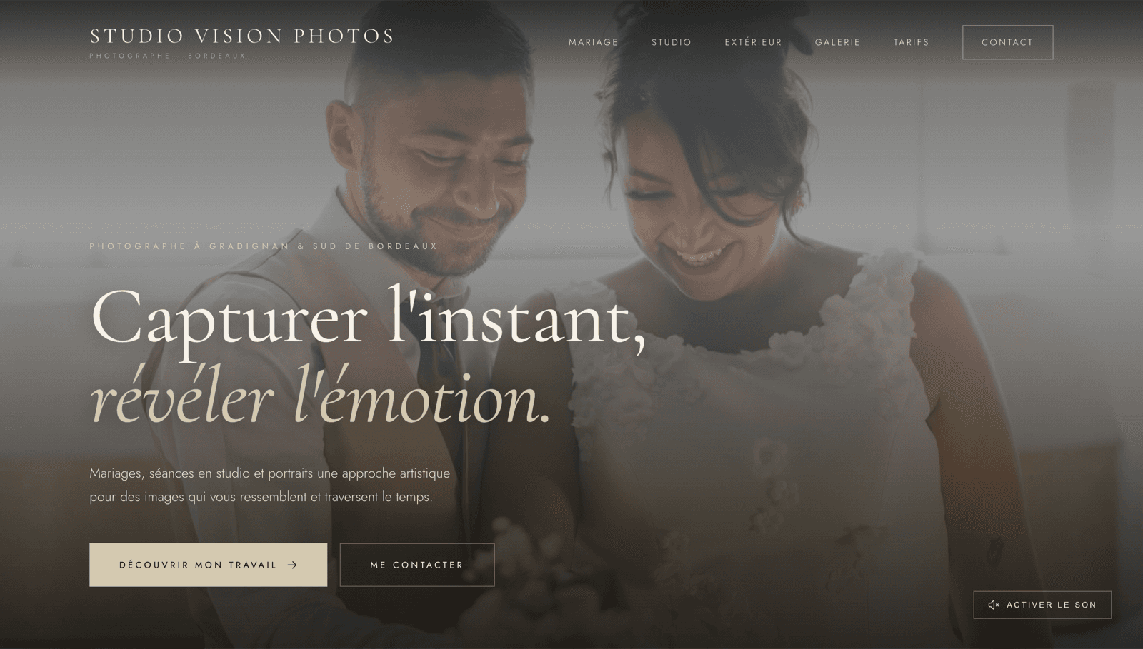 Site réalisé pour Studio Vision Photos, Photographe